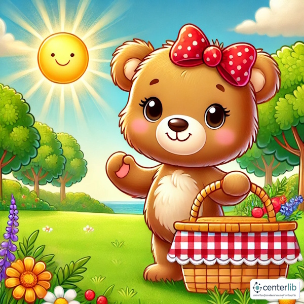 การ์ตูนสำหรับเด็ก ในรูปแบบ นิทานการ์ตูนสองภาษา เรื่อง The Lost and Found Picnic หน้า 1